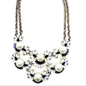 Talbots Pearl, Blue and Opal Gemstone Statement Necklace